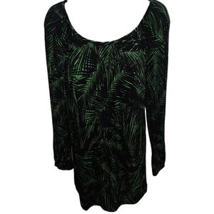 MICHAEL Michael Kors Palm Leaf Printed Elastic Scrunch 3/4 Sleeve Top